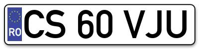 Placuta inmatriculare numar auto  CS-60-VJU, CS 60 VJU, CS60VJU