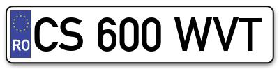 Placuta inmatriculare numar auto  CS-600-WVT, CS 600 WVT, CS600WVT