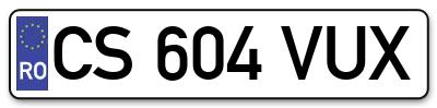 Placuta inmatriculare numar auto  CS-604-VUX, CS 604 VUX, CS604VUX