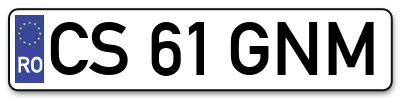 Placuta inmatriculare numar auto  CS-61-GNM, CS 61 GNM, CS61GNM