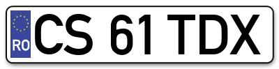 Placuta inmatriculare numar auto  CS-61-TDX, CS 61 TDX, CS61TDX