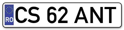 Placuta inmatriculare numar auto  CS-62-ANT, CS 62 ANT, CS62ANT