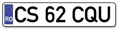 Placuta inmatriculare numar auto  CS-62-CQU, CS 62 CQU, CS62CQU