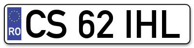 Placuta inmatriculare numar auto  CS-62-IHL, CS 62 IHL, CS62IHL