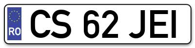 Placuta inmatriculare numar auto  CS-62-JEI, CS 62 JEI, CS62JEI