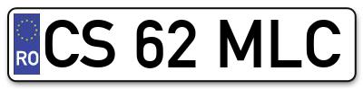Placuta inmatriculare numar auto  CS-62-MLC, CS 62 MLC, CS62MLC