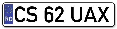 Placuta inmatriculare numar auto  CS-62-UAX, CS 62 UAX, CS62UAX