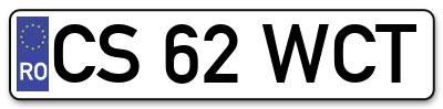 Placuta inmatriculare numar auto  CS-62-WCT, CS 62 WCT, CS62WCT