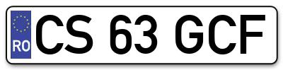 Placuta inmatriculare numar auto  CS-63-GCF, CS 63 GCF, CS63GCF