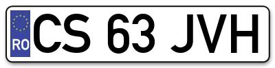 Placuta inmatriculare numar auto  CS-63-JVH, CS 63 JVH, CS63JVH