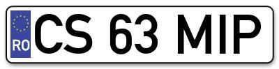 Placuta inmatriculare numar auto  CS-63-MIP, CS 63 MIP, CS63MIP