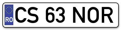 Placuta inmatriculare numar auto  CS-63-NOR, CS 63 NOR, CS63NOR