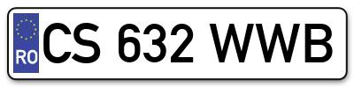 Placuta inmatriculare numar auto  CS-632-WWB, CS 632 WWB, CS632WWB