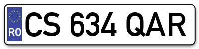 Placuta inmatriculare numar auto  CS-634-QAR, CS 634 QAR, CS634QAR