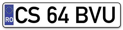 Placuta inmatriculare numar auto  CS-64-BVU, CS 64 BVU, CS64BVU