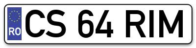 Placuta inmatriculare numar auto  CS-64-RIM, CS 64 RIM, CS64RIM
