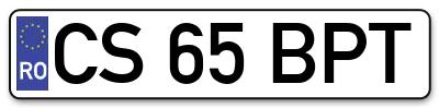 Placuta inmatriculare numar auto  CS-65-BPT, CS 65 BPT, CS65BPT