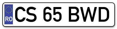 Placuta inmatriculare numar auto  CS-65-BWD, CS 65 BWD, CS65BWD
