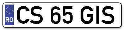 Placuta inmatriculare numar auto  CS-65-GIS, CS 65 GIS, CS65GIS