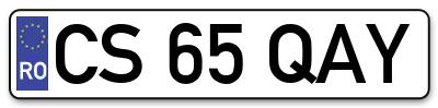 Placuta inmatriculare numar auto  CS-65-QAY, CS 65 QAY, CS65QAY