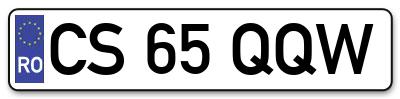 Placuta inmatriculare numar auto  CS-65-QQW, CS 65 QQW, CS65QQW
