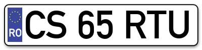 Placuta inmatriculare numar auto  CS-65-RTU, CS 65 RTU, CS65RTU