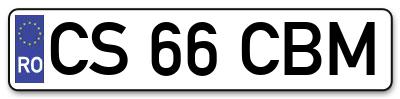 Placuta inmatriculare numar auto  CS-66-CBM, CS 66 CBM, CS66CBM