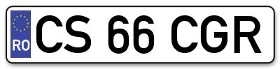 Placuta inmatriculare numar auto  CS-66-CGR, CS 66 CGR, CS66CGR