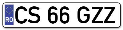 Placuta inmatriculare numar auto  CS-66-GZZ, CS 66 GZZ, CS66GZZ