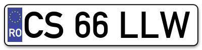 Placuta inmatriculare numar auto  CS-66-LLW, CS 66 LLW, CS66LLW