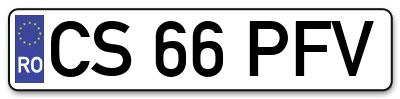 Placuta inmatriculare numar auto  CS-66-PFV, CS 66 PFV, CS66PFV