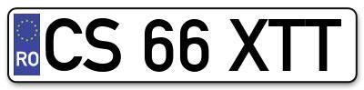 Placuta inmatriculare numar auto  CS-66-XTT, CS 66 XTT, CS66XTT