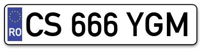 Placuta inmatriculare numar auto  CS-666-YGM, CS 666 YGM, CS666YGM