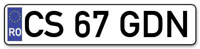 Placuta inmatriculare numar auto  CS-67-GDN, CS 67 GDN, CS67GDN