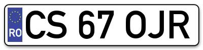 Placuta inmatriculare numar auto  CS-67-OJR, CS 67 OJR, CS67OJR