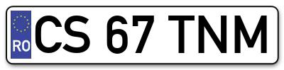 Placuta inmatriculare numar auto  CS-67-TNM, CS 67 TNM, CS67TNM