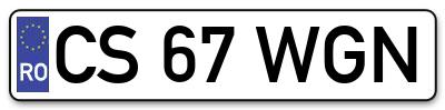 Placuta inmatriculare numar auto  CS-67-WGN, CS 67 WGN, CS67WGN