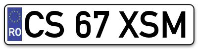 Placuta inmatriculare numar auto  CS-67-XSM, CS 67 XSM, CS67XSM