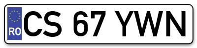 Placuta inmatriculare numar auto  CS-67-YWN, CS 67 YWN, CS67YWN