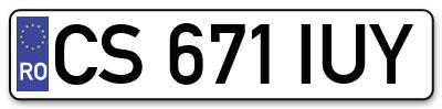 Placuta inmatriculare numar auto  CS-671-IUY, CS 671 IUY, CS671IUY