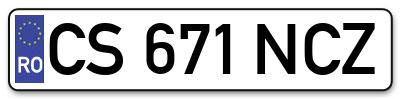Placuta inmatriculare numar auto  CS-671-NCZ, CS 671 NCZ, CS671NCZ
