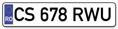 Placuta inmatriculare numar auto  CS-678-RWU, CS 678 RWU, CS678RWU