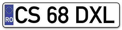 Placuta inmatriculare numar auto  CS-68-DXL, CS 68 DXL, CS68DXL