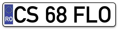 Placuta inmatriculare numar auto  CS-68-FLO, CS 68 FLO, CS68FLO