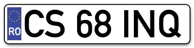 Placuta inmatriculare numar auto  CS-68-INQ, CS 68 INQ, CS68INQ