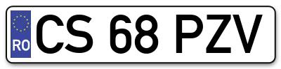 Placuta inmatriculare numar auto  CS-68-PZV, CS 68 PZV, CS68PZV