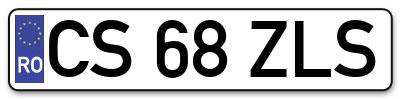 Placuta inmatriculare numar auto  CS-68-ZLS, CS 68 ZLS, CS68ZLS