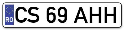 Placuta inmatriculare numar auto  CS-69-AHH, CS 69 AHH, CS69AHH