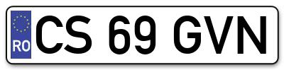 Placuta inmatriculare numar auto  CS-69-GVN, CS 69 GVN, CS69GVN