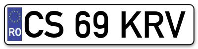 Placuta inmatriculare numar auto  CS-69-KRV, CS 69 KRV, CS69KRV